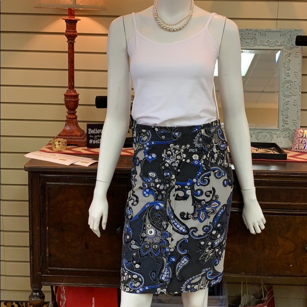 Etcetera pencil skirt in  Paisley Blue gently used